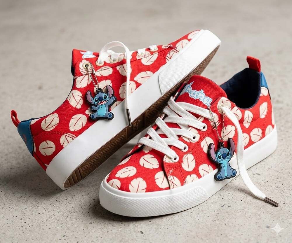 Disney Lilo & Stitch Womens Sz 12 Stitch Low Top Court Sneakers Lace Up Shoe NEW